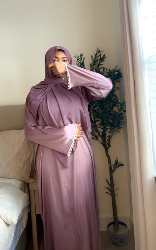 Ayla Crystal-Cuff Abaya (Purple)