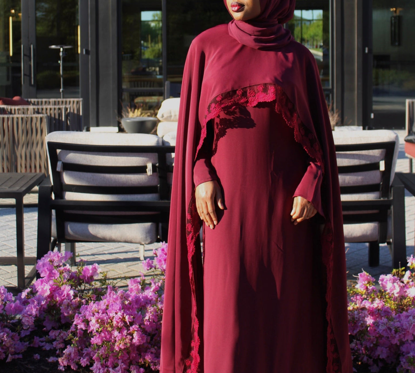 The Liyana Abaya In (Burgundy)