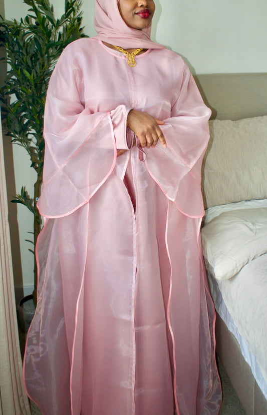 Aira Split Abaya Set — Blush Pink