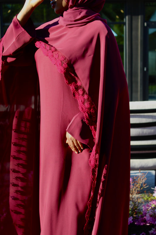 The Liyana Abaya In (Burgundy)
