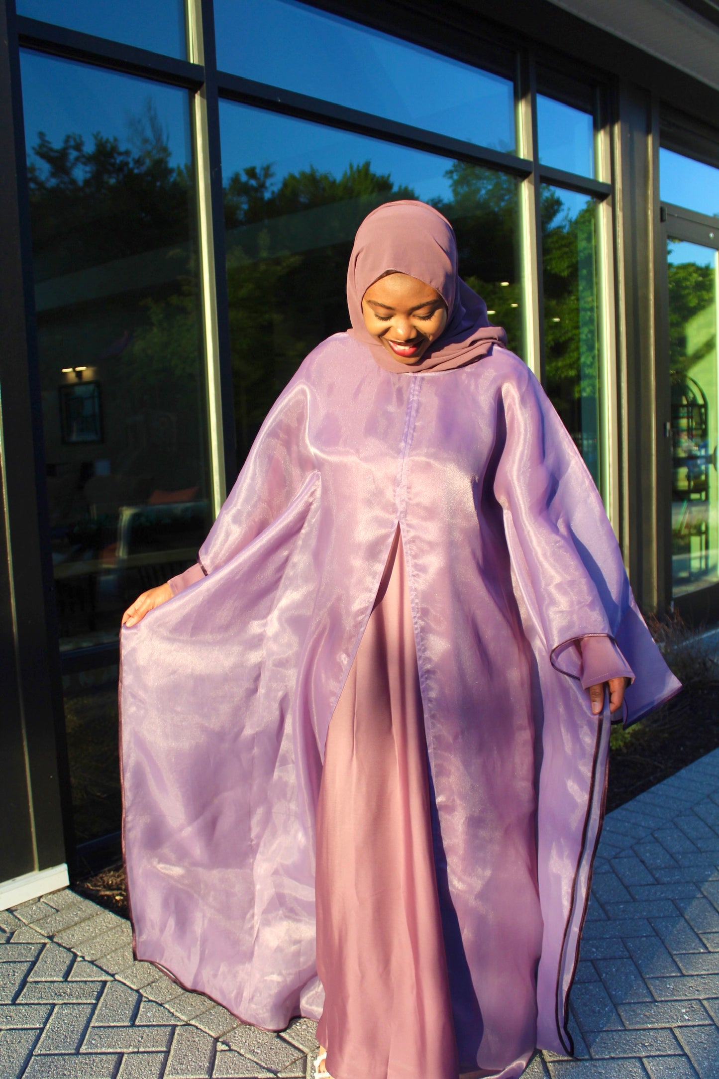 Aira Split Abaya Set (Purple)