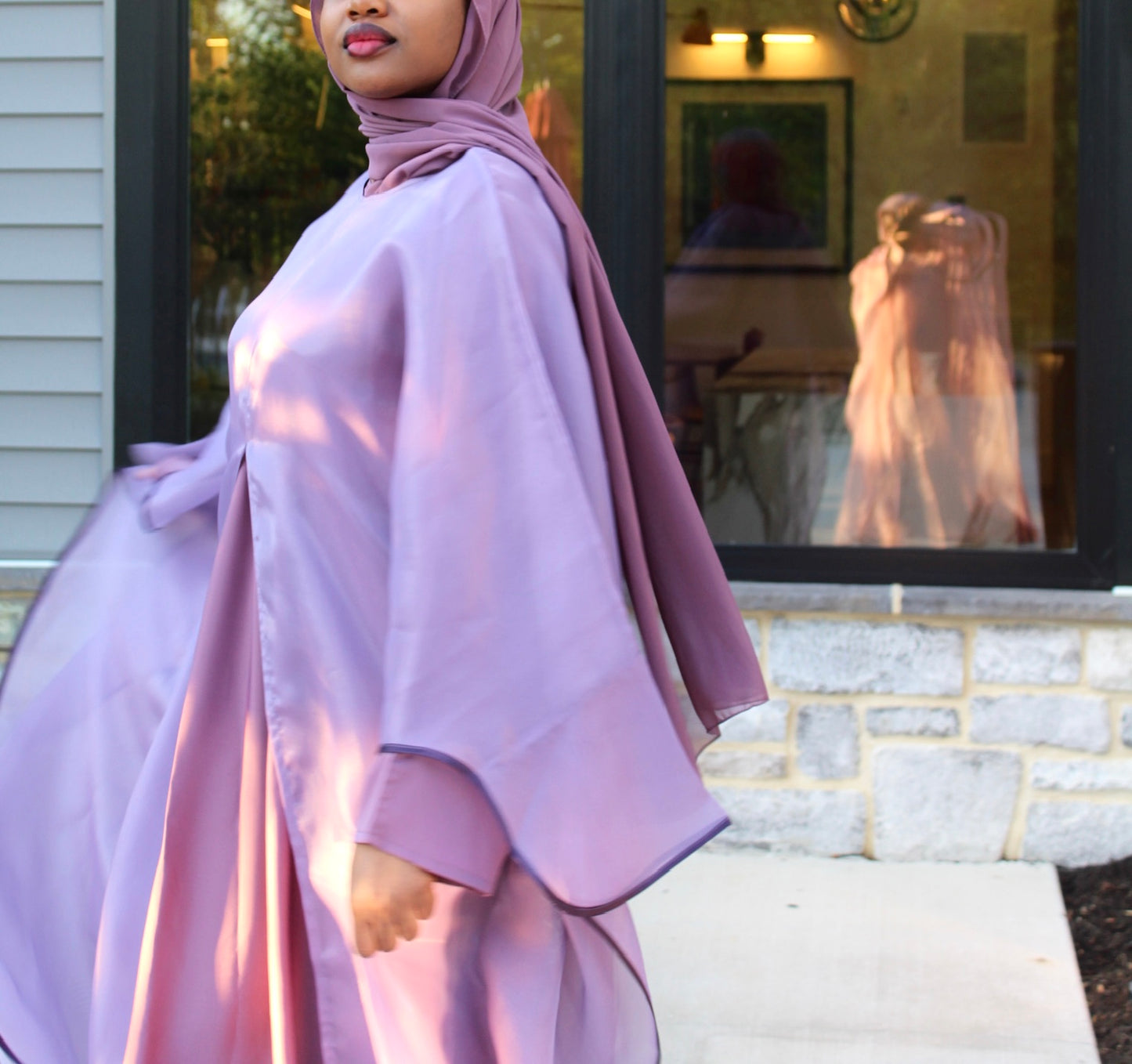 Aira Split Abaya Set (Purple)