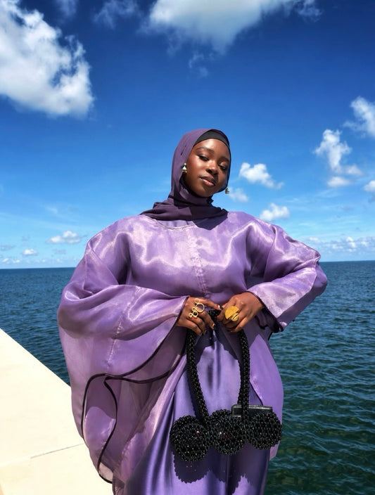 Aira Split Abaya Set (Purple)