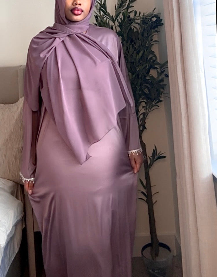Ayla Crystal-Cuff Abaya (Purple)