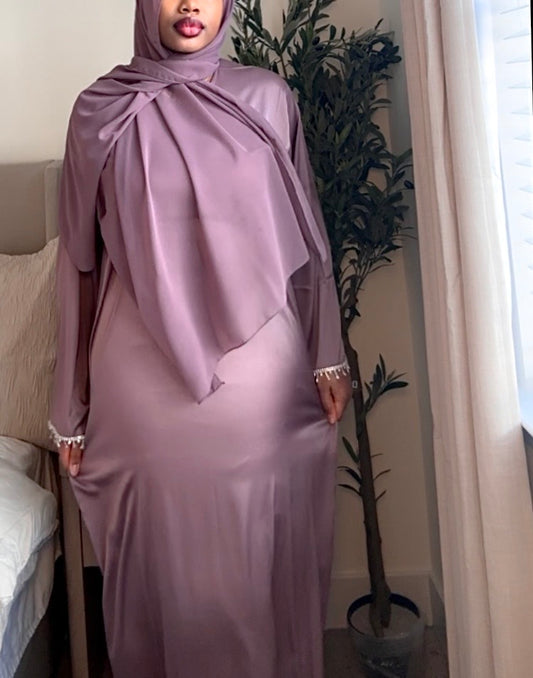 Ayla Crystal-Cuff Abaya (Purple)