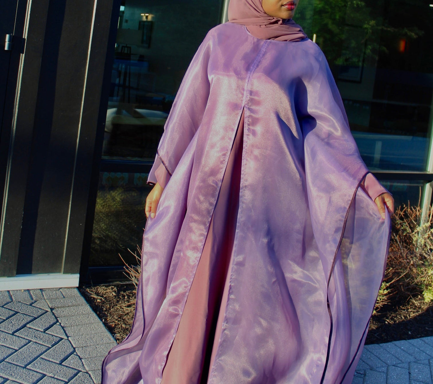 Aira Split Abaya Set (Purple)