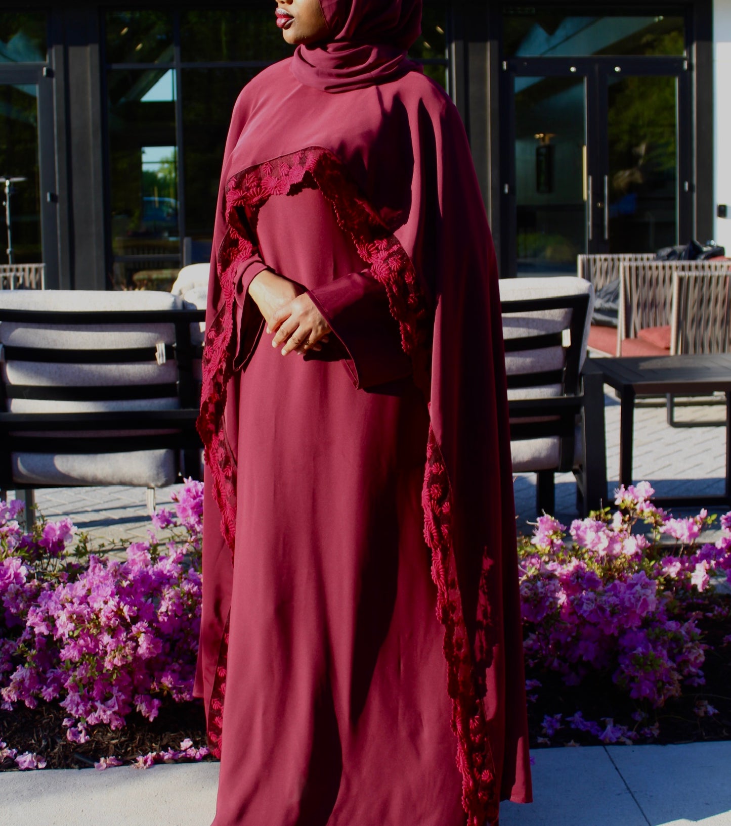 The Liyana Abaya In (Burgundy)