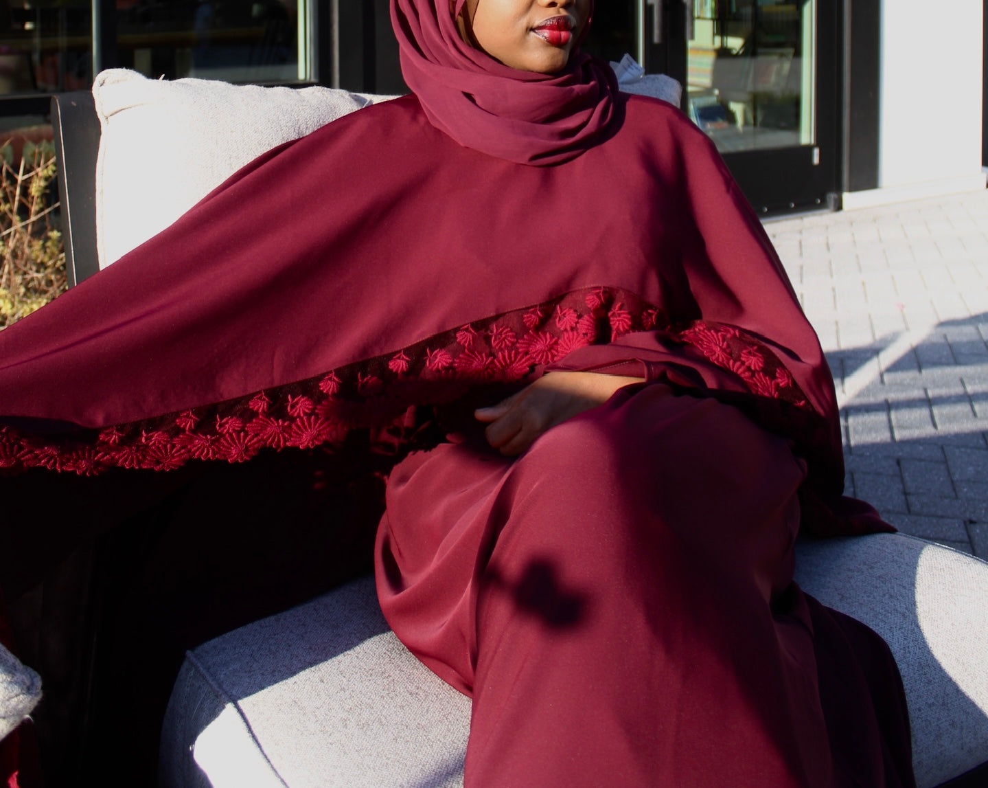 The Liyana Abaya In (Burgundy)