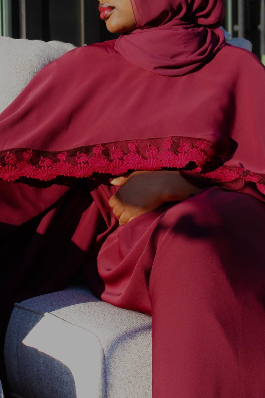 The Liyana Abaya In (Burgundy)